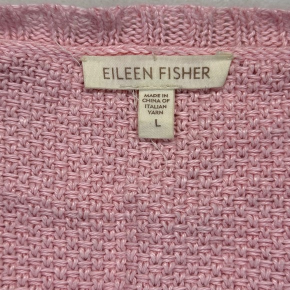 Eileen Fisher Hemp Blend Knit Cardigan Button‎ Front Tunic Top Pink L - Picture 4 of 8